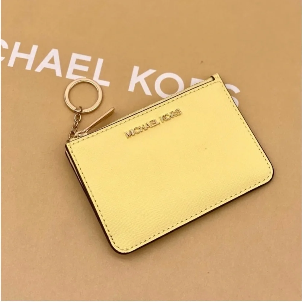 Michael Kors Small Coin Pouch Wallet Card Case Buttercup Color